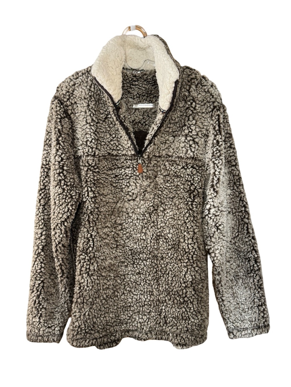 🐻‍❄️🐻‍❄️ Cozy Sherpa Quarter-Zip Pullover - Grey with Cream Collar 🐻‍❄️🐻‍❄️